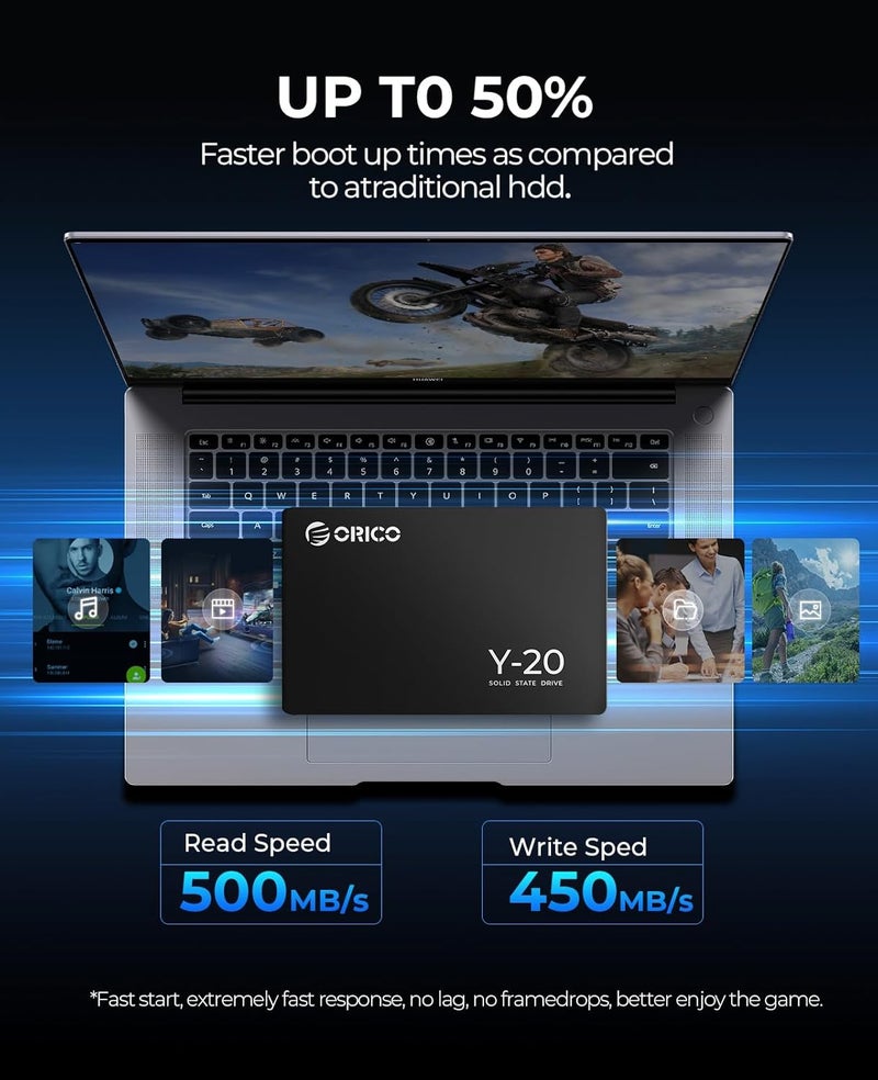 Orico قرص صلب داخلي SSD SATA بسعة 4TB بحجم 2.5 بوصة، سرعة قراءة تصل إلى 500MB/s، SATA III 6Gbps لأجهزة الكمبيوتر المكتبية واللابتوب وNAS وDIY والقرص الخارجي - Y20 - Image 2